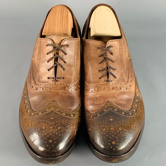 PAUL SMITH Size 9 Brown Distressed Leather Wingtip Oxford Lace-Up Shoes main image 4